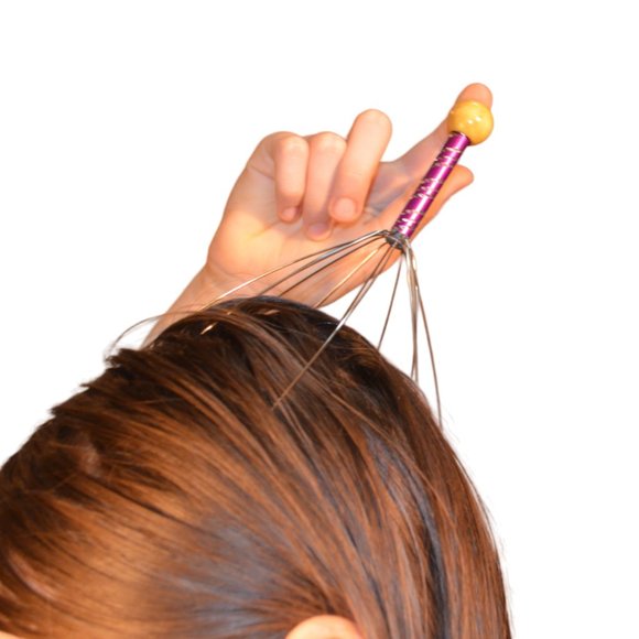 Head Massager Headache Remover Wires Handle Wood Plastic Relaxation Treatment - Picture 3 of 4
